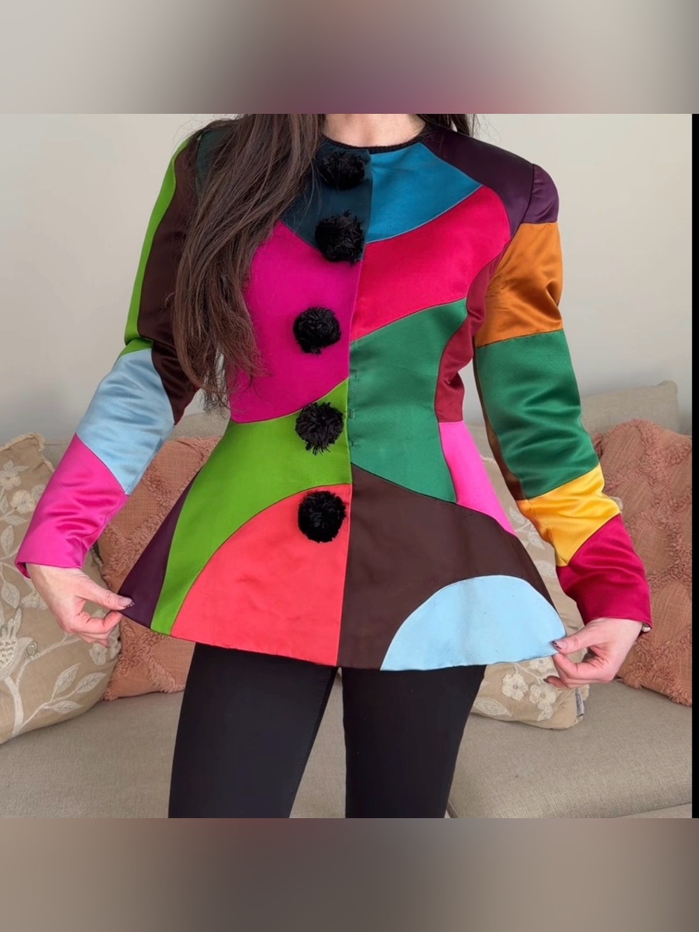 Oscar de la Renta Majestic Kaleidoscope Patchwork Jacket Vintage 1991 couture 10
